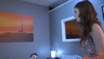 Sienna Sweet doing some nice footjob on dudes big dick