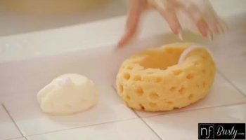 Young girl licking and dildoing old wet pussy